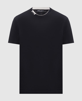 Dolce&Gabbana Navy blue t-shirt with logo patch G8TW5TFU7EQ