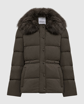 Yves Salomon Army Khaki down jacket with fur 27WFV03670U04W