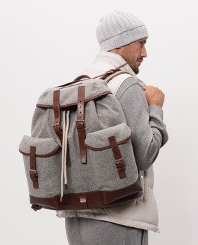 Brunello Cucinelli Gray wool and cashmere backpack MBPABU444