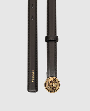 Versace Black leather belt with textured emblem 1026856DVTP1