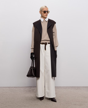 Agnona Brown cashmere long vest TV1201AD7036