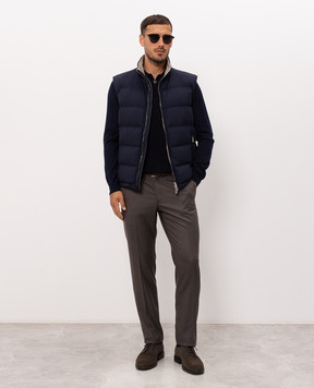 Stefano Ricci Blue wool, silk and cashmere polo shirt with a pattern KE08021P30E26371