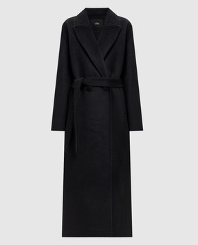 Twinset Black double-breasted coat with wool 262AP2140
