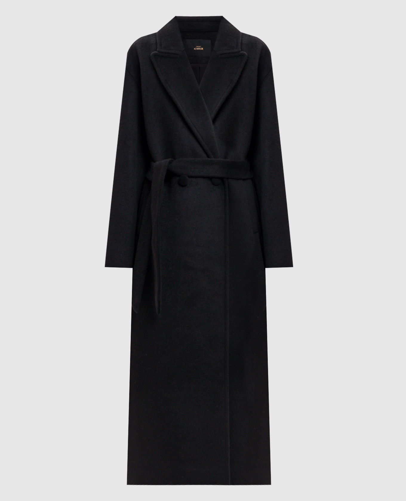 Black double-breasted coat with wool