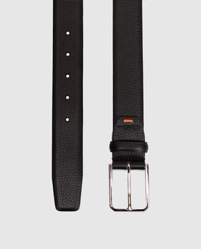 Santoni Black leather belt with embossed logo CM35VS003B91EMIA