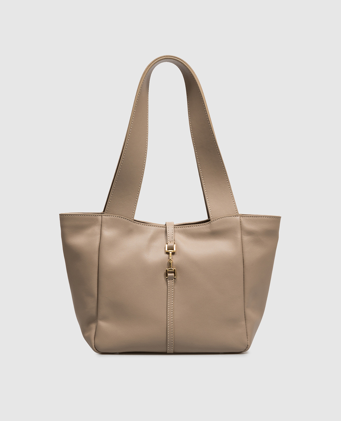Beige leather tote bag