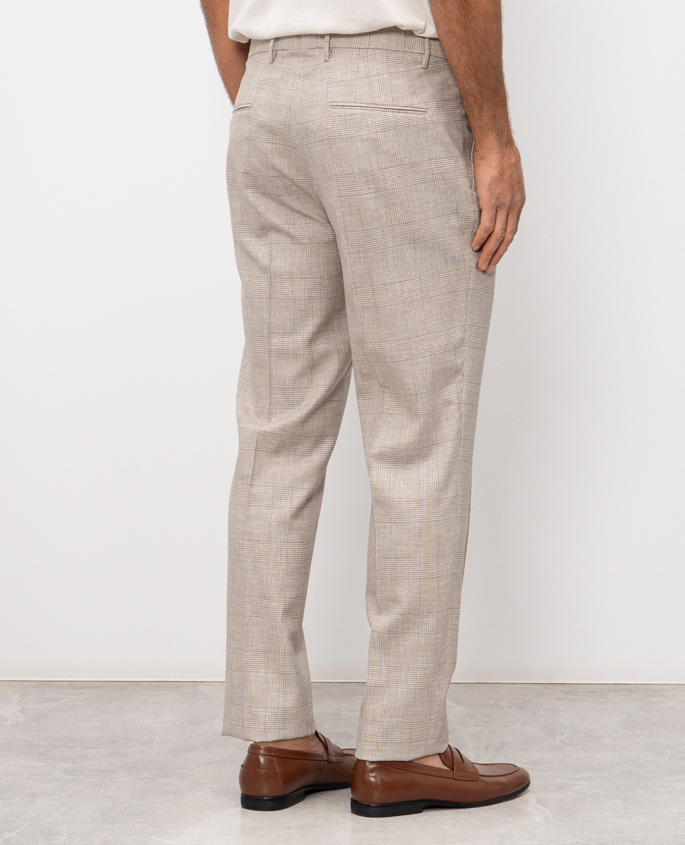 

Beige wool Windsor check trousers Peserico