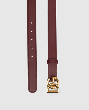 Dolce&Gabbana Burgundy leather belt with logo BE1447AK274