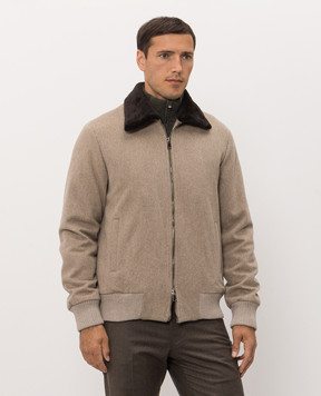 Be Florence Beige wool jacket with mink fur BE26M17