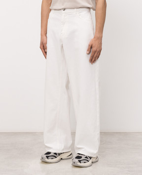 Palm Angels Ivory jeans with logo embroidery PMYA049S26DEN007
