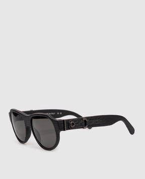 Stefano Ricci Black leather glasses SG006UVTCARI