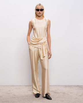 Loulou de Saison Beige KADALA pants with silk KADALA