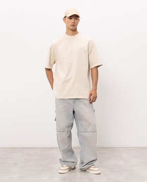 AMIRI Beige T-shirt with textured logo embroidery AMJYTE1061