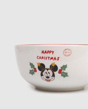 Disney White ceramic bowl Mickey Mouse with Happy Christmas print DN25333