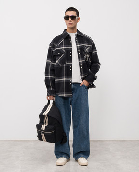 Palm Angels Black checkered shirt PMES023R24FAB001