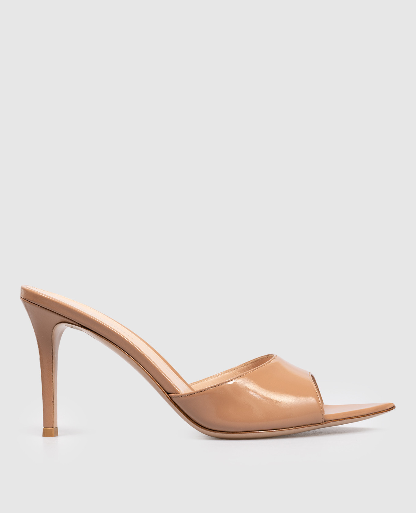 ELLE beige glossy leather mules