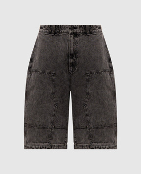 Juun.j Grey denim shorts with logo patch JC6425PD14