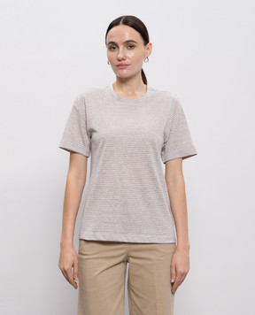 Peserico Beige striped linen T-shirt A06022J003139