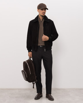 Stefano Ricci Black suede jacket with fur M7J6300240SUELU8