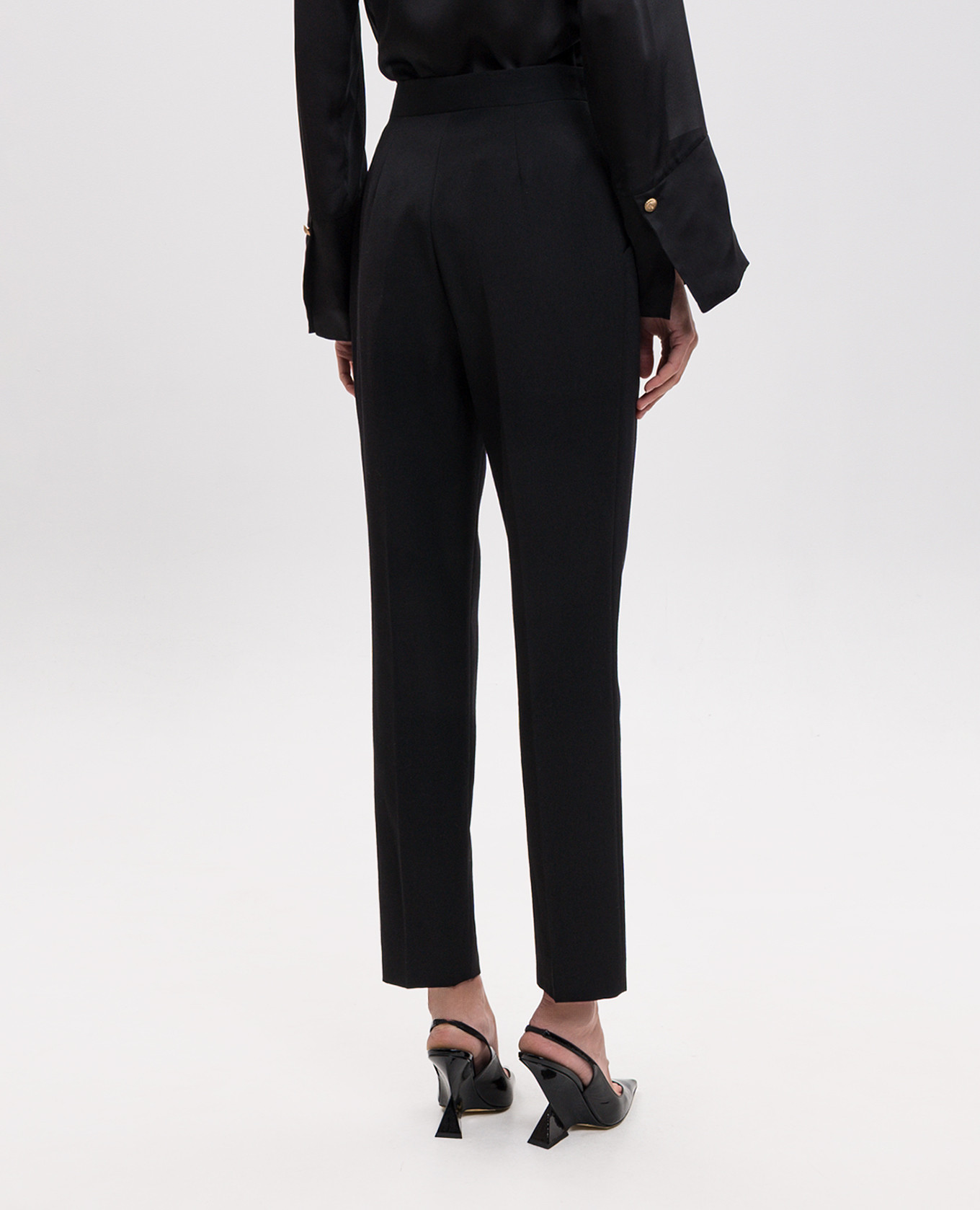 Black wool high-rise pants Balmain 4