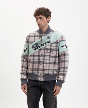 Off-White Insulated bomber jacket with checked wool 44XEH05RS26F001