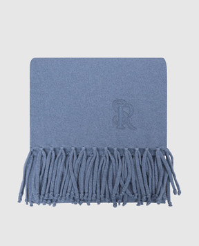 Stefano Ricci Blue cashmere scarf with monogram logo K606040SCIF26305