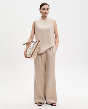 Asceno Beige Trento linen top T088F66C510