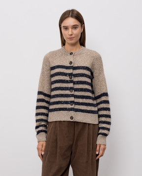 Brunello Cucinelli Beige wool and cashmere cardigan MGY563706P