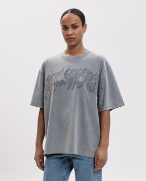 Off-White Grey T-shirt with embroidered logo 2FA00429T