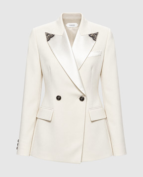 Versace Double-breasted ivory wool jacket 10269221A18305
