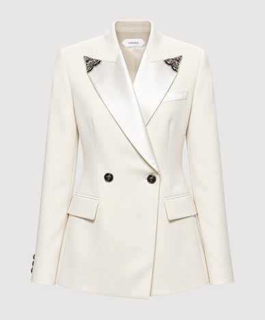 Double-breasted ivory wool jacket