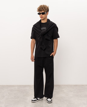 Palm Angels Black T-shirt with branded print PAMAA001JR019