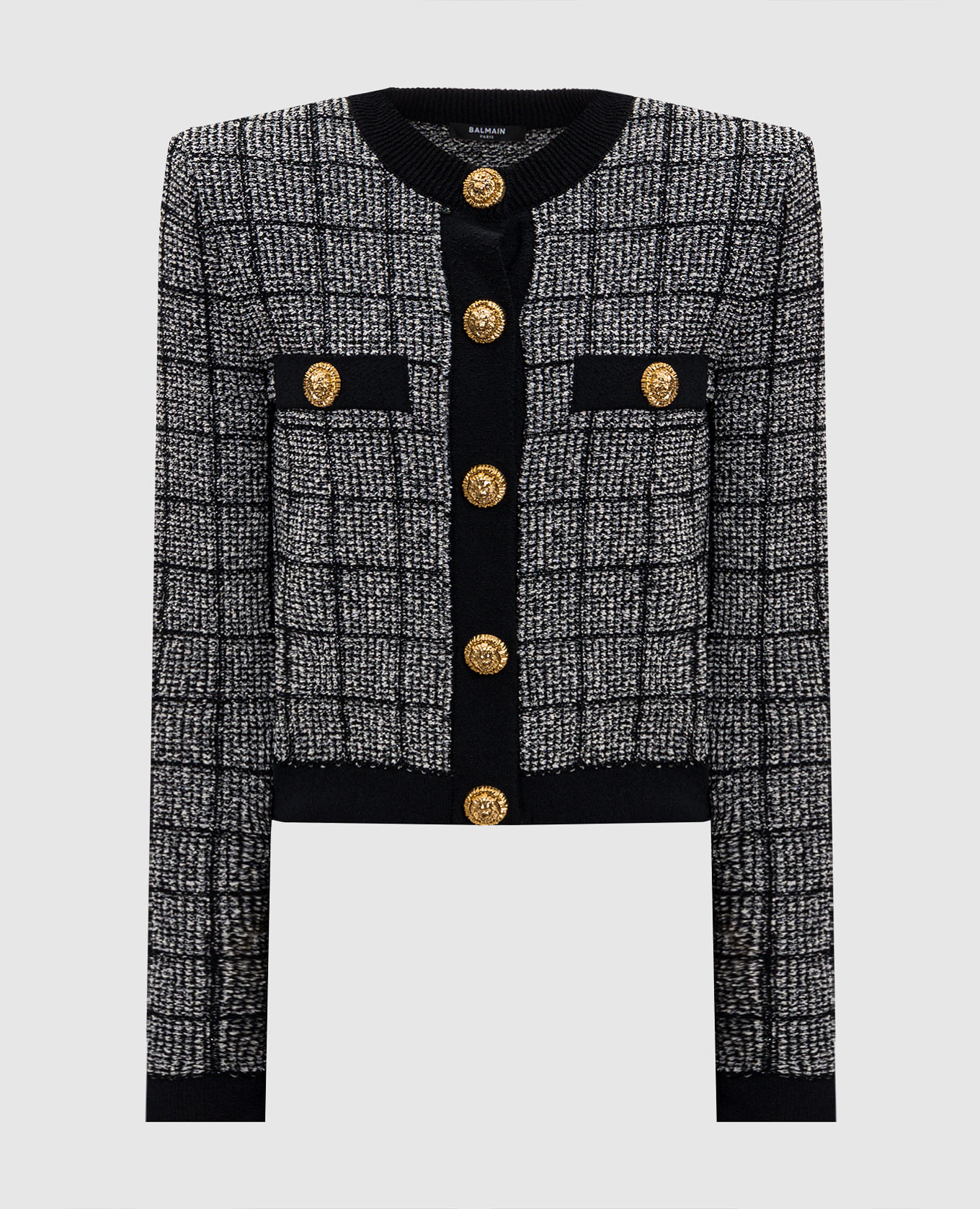 

Black tweed checked cardigan Balmain