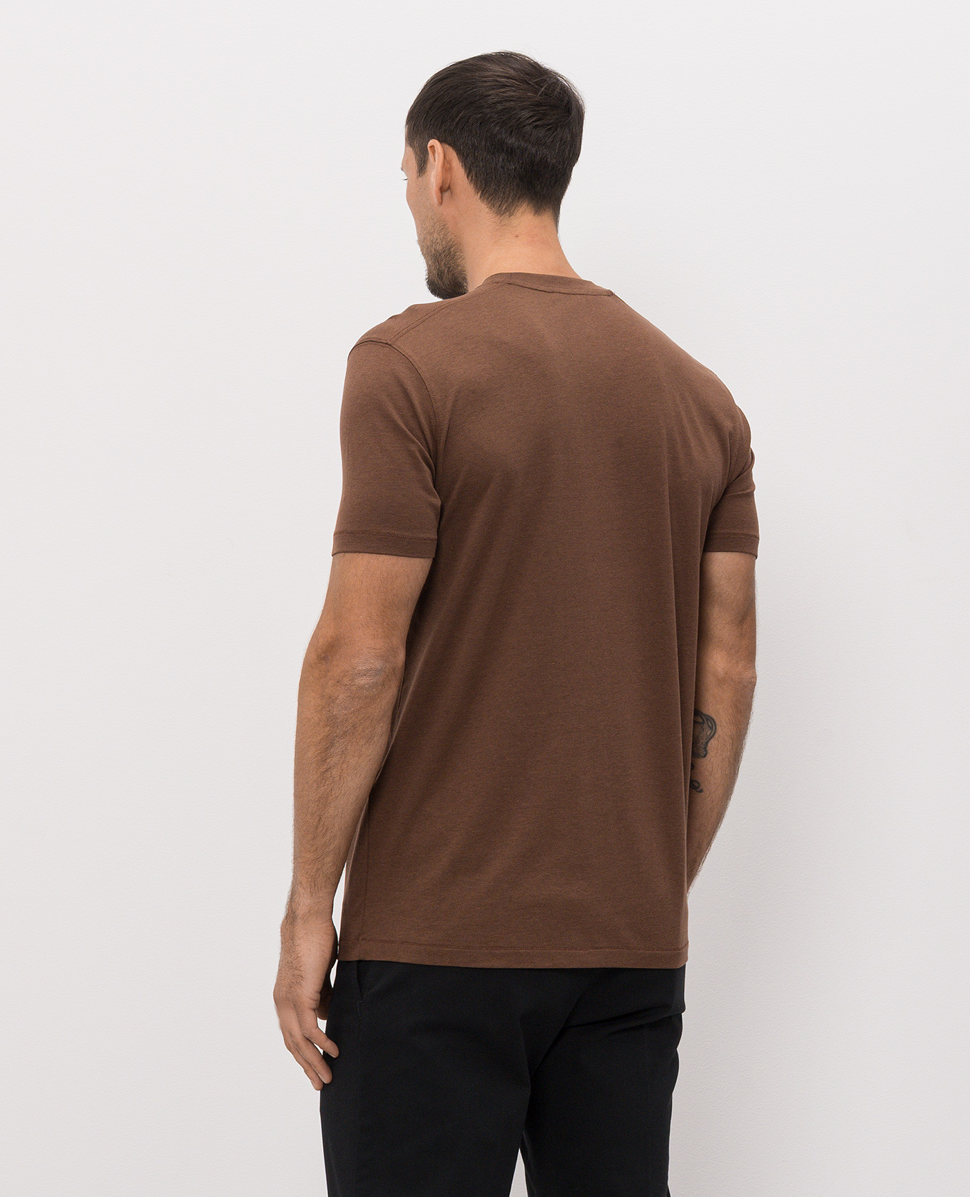 Brown T-shirt with monogram embroidery Tom Ford 3