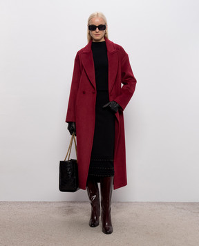 Twinset Burgundy double-breasted coat with wool 262AP2140