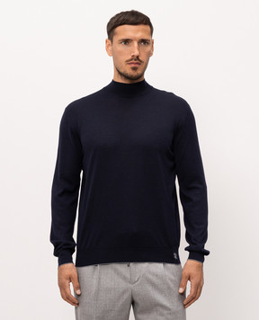 Stefano Ricci Blue wool, silk and cashmere jumper with logo monogram KE08004L10E26374