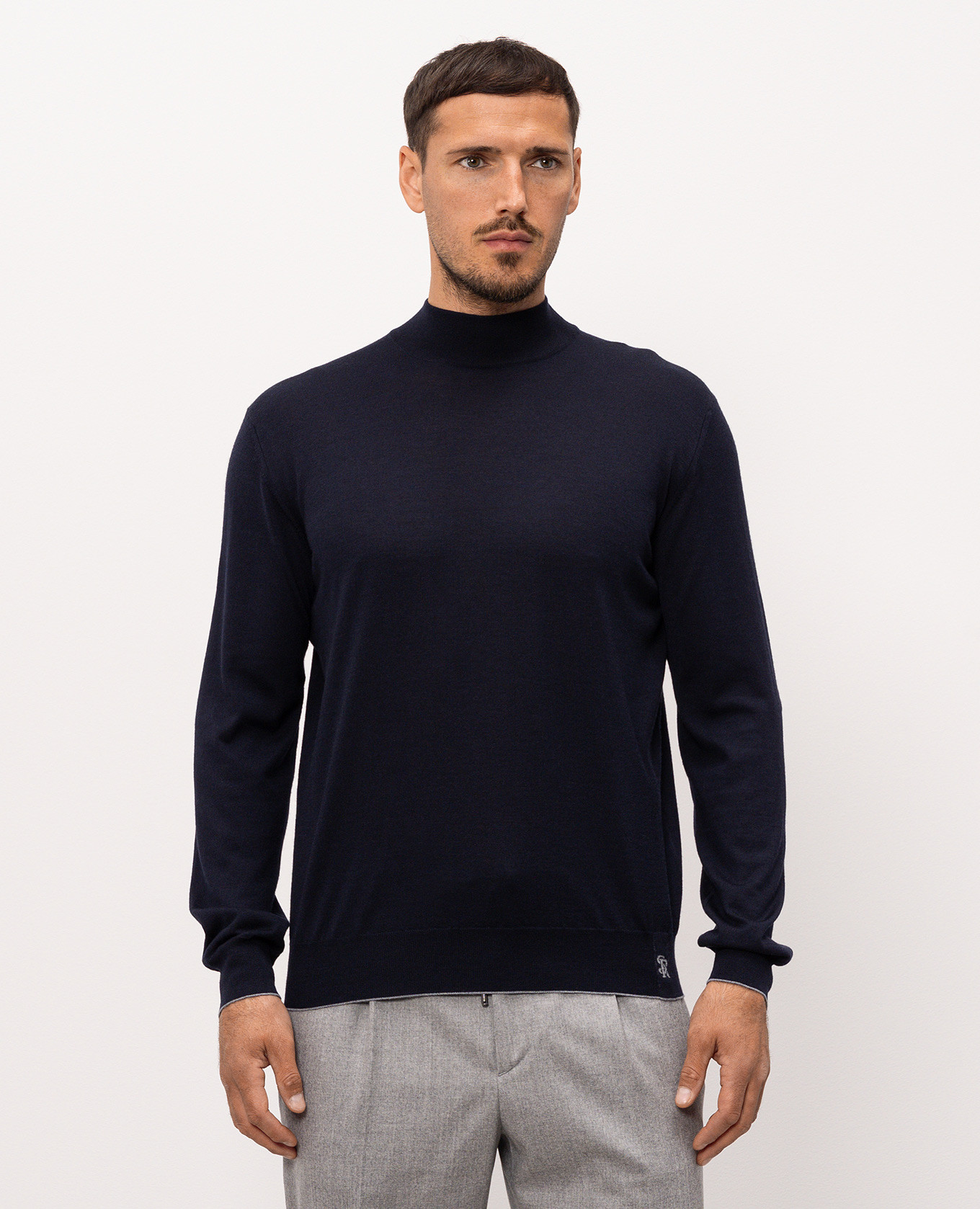Blue wool, silk and cashmere jumper with logo monogram Stefano Ricci 3