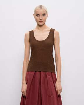 Max Mara Brown FALCO top made of silk and wool MSTFALCO