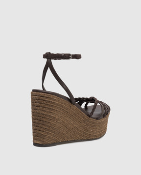 Jimmy Choo Nyra brown leather wedge sandals DREE100ZKN