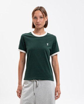 Ami Paris Green T-shirt with embroidered emblem FTS413JE0246