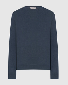 Enrico Mandelli Blue sweater with silk 3K001A5645