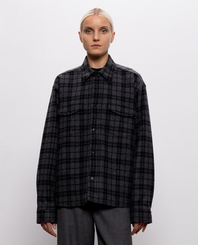 Vetements Gray shirt-style jacket with checked wool MH27SH065GCw