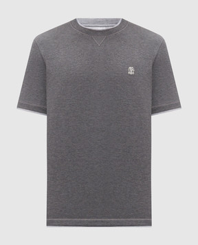 Brunello Cucinelli Gray T-shirt with embroidered emblem M0B137451G