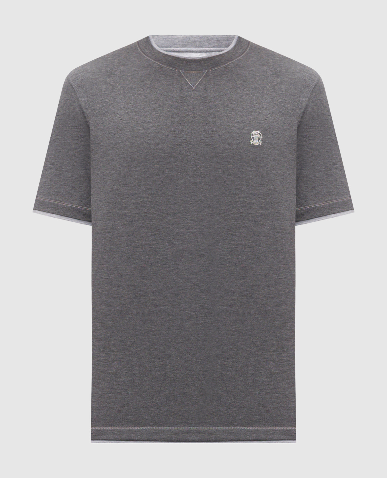 

Gray T-shirt with embroidered emblem Brunello Cucinelli, Grey