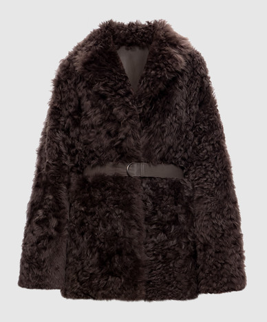 Brown double-sided sheepskin coat
