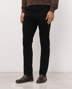 ISAIA Black jeans with logo patch PND002DJ126