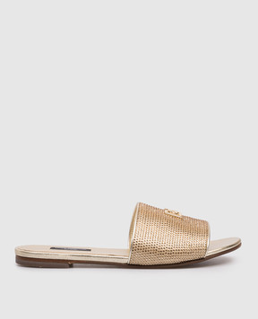 Dolce&Gabbana Children's golden flip-flops with crystals D11408AV9433940