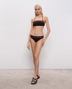 Brunello Cucinelli Brown swimsuit panties with a monil chain MQ965VS599