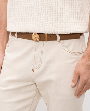 Versace Medusa Biggie brown nubuck belt 10037601A16661
