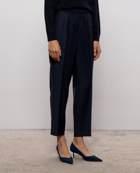 Peserico Blue wool pants with monil chain A0407202563